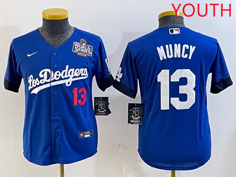 Youth Los Angeles Dodgers #13 Muncy Blue City Edition 2025 Nike MLB Jersey style 5